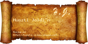 Huszti Jolán névjegykártya